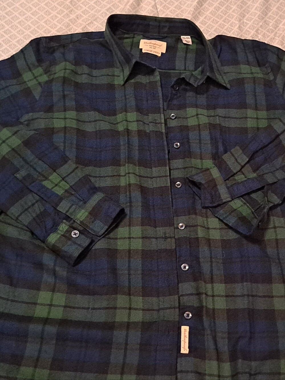 Weatherproof Vintage Green and Blue Plaid Button-Down Shirt - XXL